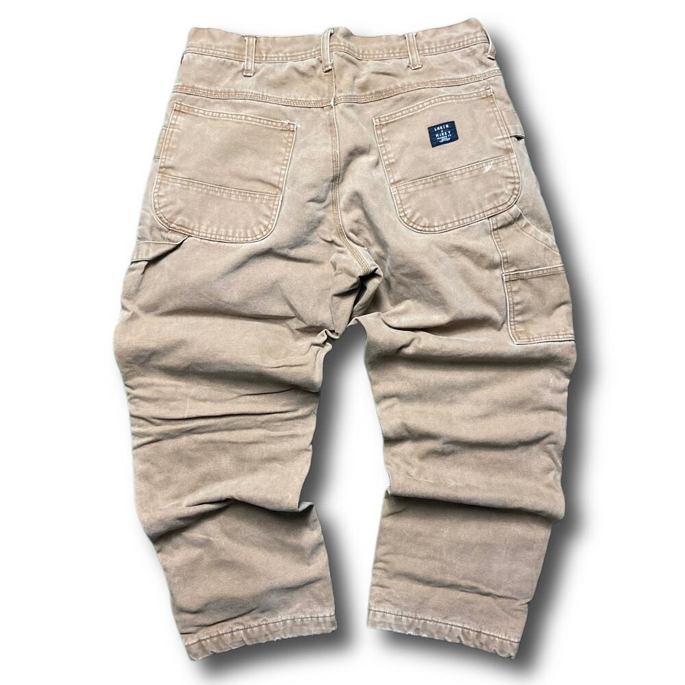 Larkin + McKey 2000s Tan Flannel Lined Cargo Workwear Pants